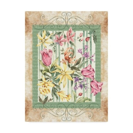 Lisa Powell Braun 'Antique Floral Stripe' Canvas Art,35x47